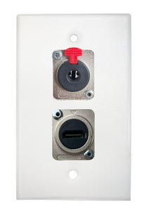 White PROCRAFT SPL-2X-WH-VAR 1 Gang Stainless Pro Audio Installation Wall Plate Loaded, Made in the USA