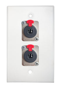White PROCRAFT SPL-2X-WH-VAR 1 Gang Stainless Pro Audio Installation Wall Plate Loaded, Made in the USA