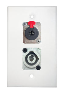 White PROCRAFT SPL-2X-WH-VAR 1 Gang Stainless Pro Audio Installation Wall Plate Loaded, Made in the USA