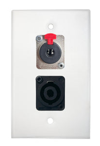 White PROCRAFT SPL-2X-WH-VAR 1 Gang Stainless Pro Audio Installation Wall Plate Loaded, Made in the USA