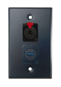 Black PROCRAFT SPL-2X-BK-VAR 1 Gang Stainless Pro Audio Installation Wall Plate Loaded, Made in the USA