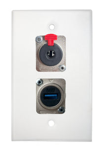 White PROCRAFT SPL-2X-WH-VAR 1 Gang Stainless Pro Audio Installation Wall Plate Loaded, Made in the USA
