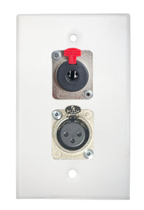 White PROCRAFT SPL-2X-WH-VAR 1 Gang Stainless Pro Audio Installation Wall Plate Loaded, Made in the USA