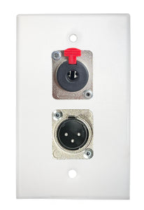 White PROCRAFT SPL-2X-WH-VAR 1 Gang Stainless Pro Audio Installation Wall Plate Loaded, Made in the USA