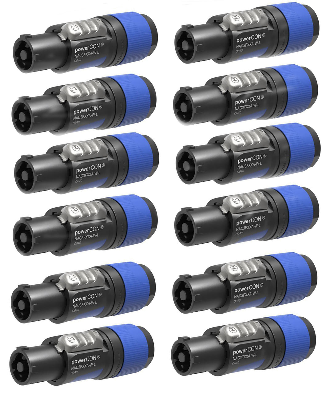 12 NEUTRIK NAC3FXXA-W-L 20A POWERCON (BLUE) Power In Locking Cable Mount