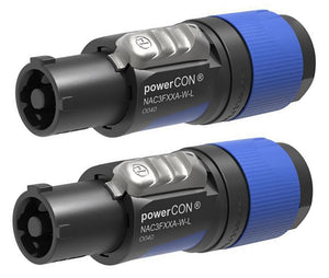 2 NEUTRIK NAC3FXXA-W-L 20A POWERCON (BLUE) Power In Locking Cable Mount