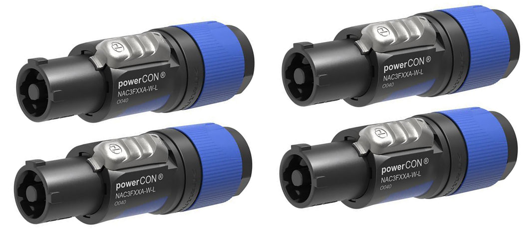 4 NEUTRIK NAC3FXXA-W-L 20A POWERCON (BLUE) Power In Locking Cable Mount