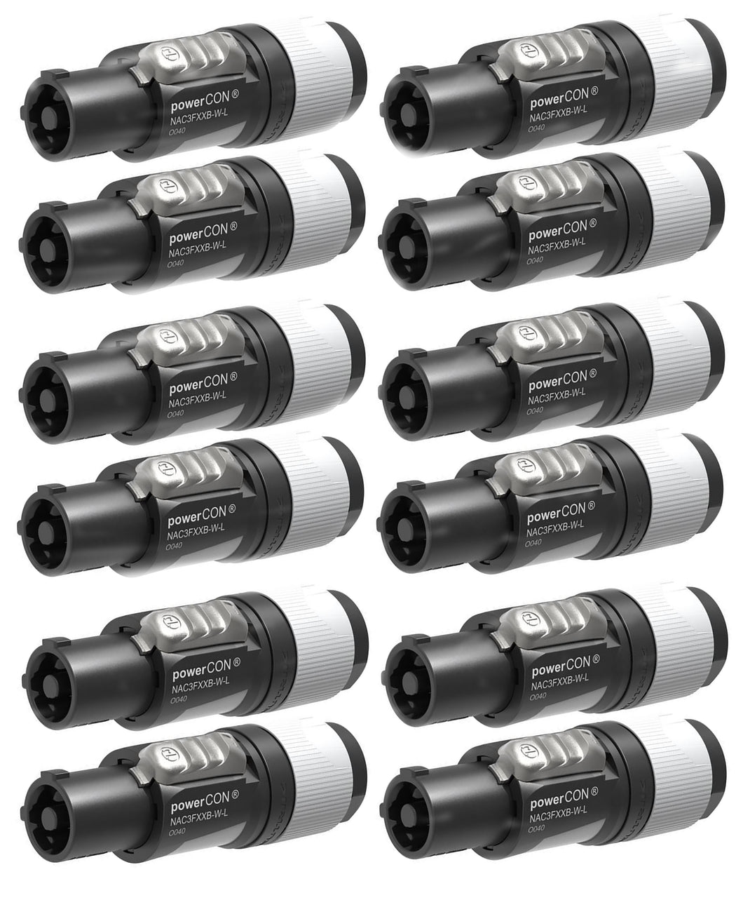 12 Pack Neutrik NAC3FXXB-W-L Powercon Cable End Power Out, Gray 20A/250V (AC)