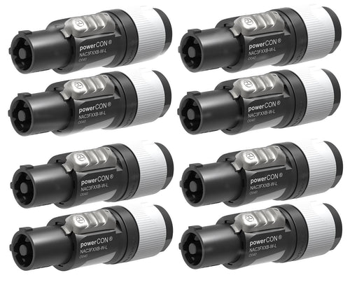 8 Pack Neutrik NAC3FXXB-W-L Powercon Cable End Power Out, Gray 20A/250V (AC)