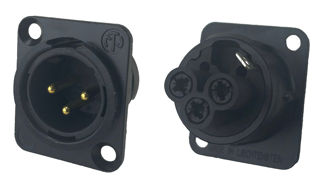 Neutrik 3 Pin XLR Panel Mount Chassis Latching Connector, Multiple Options of Male & Female Receptacles