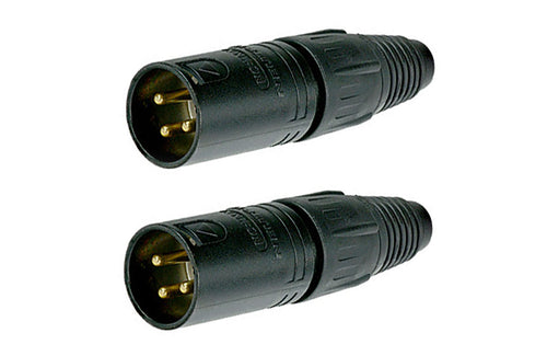2 Pack NEUTRIK NC3MX-B 3-Pin XLR Male Cable Mount Connector -Black Shell Gold Pins