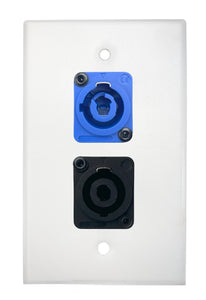 White PROCRAFT SPL-2X-WH-VAR 1 Gang Stainless Pro Audio Installation Wall Plate Loaded, Made in the USA