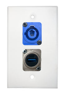 White PROCRAFT SPL-2X-WH-VAR 1 Gang Stainless Pro Audio Installation Wall Plate Loaded, Made in the USA