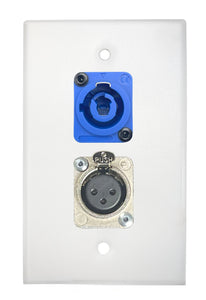 White PROCRAFT SPL-2X-WH-VAR 1 Gang Stainless Pro Audio Installation Wall Plate Loaded, Made in the USA