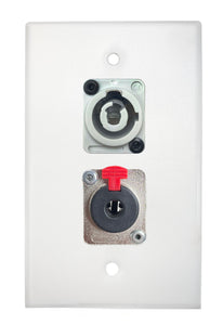 White PROCRAFT SPL-2X-WH-VAR 1 Gang Stainless Pro Audio Installation Wall Plate Loaded, Made in the USA