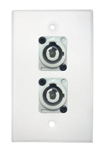 White PROCRAFT SPL-2X-WH-VAR 1 Gang Stainless Pro Audio Installation Wall Plate Loaded, Made in the USA