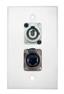 White PROCRAFT SPL-2X-WH-VAR 1 Gang Stainless Pro Audio Installation Wall Plate Loaded, Made in the USA