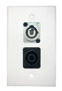 White PROCRAFT SPL-2X-WH-VAR 1 Gang Stainless Pro Audio Installation Wall Plate Loaded, Made in the USA