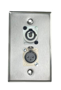 Stainless PROCRAFT SPL-2X-ST-VAR 1 Gang Stainless Pro Audio Installation Wall Plate Loaded, Made in the USA