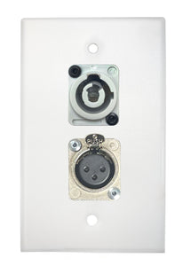 White PROCRAFT SPL-2X-WH-VAR 1 Gang Stainless Pro Audio Installation Wall Plate Loaded, Made in the USA