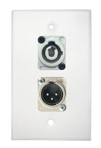 White PROCRAFT SPL-2X-WH-VAR 1 Gang Stainless Pro Audio Installation Wall Plate Loaded, Made in the USA