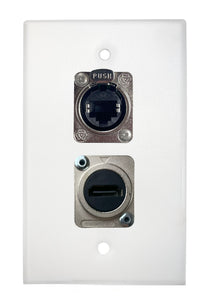 White PROCRAFT SPL-2X-WH-VAR 1 Gang Stainless Pro Audio Installation Wall Plate Loaded, Made in the USA