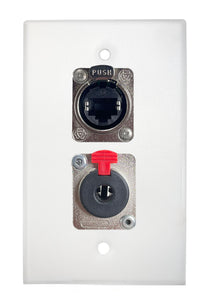 White PROCRAFT SPL-2X-WH-VAR 1 Gang Stainless Pro Audio Installation Wall Plate Loaded, Made in the USA