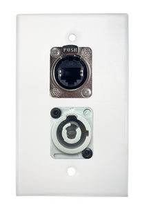 White PROCRAFT SPL-2X-WH-VAR 1 Gang Stainless Pro Audio Installation Wall Plate Loaded, Made in the USA