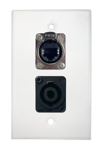 White PROCRAFT SPL-2X-WH-VAR 1 Gang Stainless Pro Audio Installation Wall Plate Loaded, Made in the USA