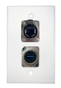 White PROCRAFT SPL-2X-WH-VAR 1 Gang Stainless Pro Audio Installation Wall Plate Loaded, Made in the USA