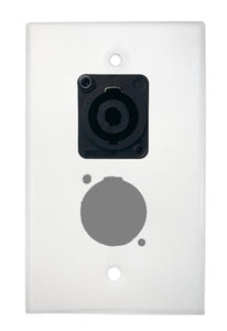 White PROCRAFT SPL-2X-WH-VAR 1 Gang Stainless Pro Audio Installation Wall Plate Loaded, Made in the USA