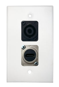 White PROCRAFT SPL-2X-WH-VAR 1 Gang Stainless Pro Audio Installation Wall Plate Loaded, Made in the USA