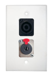 White PROCRAFT SPL-2X-WH-VAR 1 Gang Stainless Pro Audio Installation Wall Plate Loaded, Made in the USA