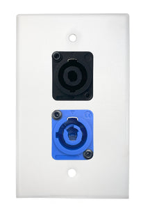 White PROCRAFT SPL-2X-WH-VAR 1 Gang Stainless Pro Audio Installation Wall Plate Loaded, Made in the USA