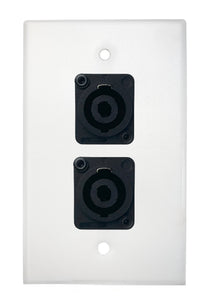 White PROCRAFT SPL-2X-WH-VAR 1 Gang Stainless Pro Audio Installation Wall Plate Loaded, Made in the USA
