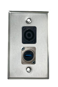 Stainless PROCRAFT SPL-2X-ST-VAR 1 Gang Stainless Pro Audio Installation Wall Plate Loaded, Made in the USA