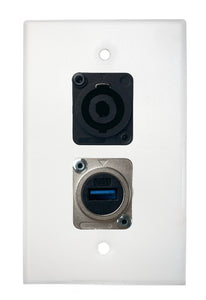 White PROCRAFT SPL-2X-WH-VAR 1 Gang Stainless Pro Audio Installation Wall Plate Loaded, Made in the USA