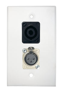 White PROCRAFT SPL-2X-WH-VAR 1 Gang Stainless Pro Audio Installation Wall Plate Loaded, Made in the USA