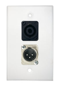 White PROCRAFT SPL-2X-WH-VAR 1 Gang Stainless Pro Audio Installation Wall Plate Loaded, Made in the USA