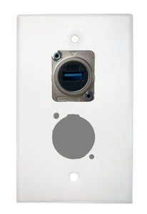 White PROCRAFT SPL-2X-WH-VAR 1 Gang Stainless Pro Audio Installation Wall Plate Loaded, Made in the USA