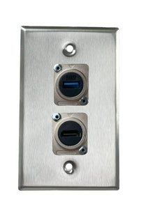 Stainless PROCRAFT SPL-2X-ST-VAR 1 Gang Stainless Pro Audio Installation Wall Plate Loaded, Made in the USA