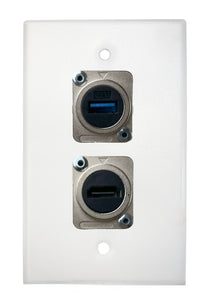 White PROCRAFT SPL-2X-WH-VAR 1 Gang Stainless Pro Audio Installation Wall Plate Loaded, Made in the USA