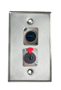 Stainless PROCRAFT SPL-2X-ST-VAR 1 Gang Stainless Pro Audio Installation Wall Plate Loaded, Made in the USA