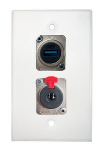 White PROCRAFT SPL-2X-WH-VAR 1 Gang Stainless Pro Audio Installation Wall Plate Loaded, Made in the USA