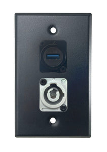 Black PROCRAFT SPL-2X-BK-VAR 1 Gang Stainless Pro Audio Installation Wall Plate Loaded, Made in the USA