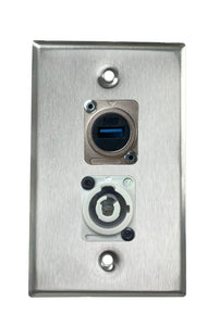 Stainless PROCRAFT SPL-2X-ST-VAR 1 Gang Stainless Pro Audio Installation Wall Plate Loaded, Made in the USA