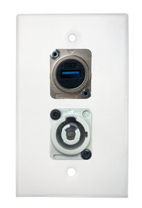 White PROCRAFT SPL-2X-WH-VAR 1 Gang Stainless Pro Audio Installation Wall Plate Loaded, Made in the USA