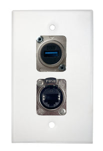 White PROCRAFT SPL-2X-WH-VAR 1 Gang Stainless Pro Audio Installation Wall Plate Loaded, Made in the USA