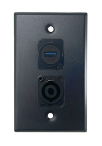 Black PROCRAFT SPL-2X-BK-VAR 1 Gang Stainless Pro Audio Installation Wall Plate Loaded, Made in the USA