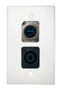 White PROCRAFT SPL-2X-WH-VAR 1 Gang Stainless Pro Audio Installation Wall Plate Loaded, Made in the USA